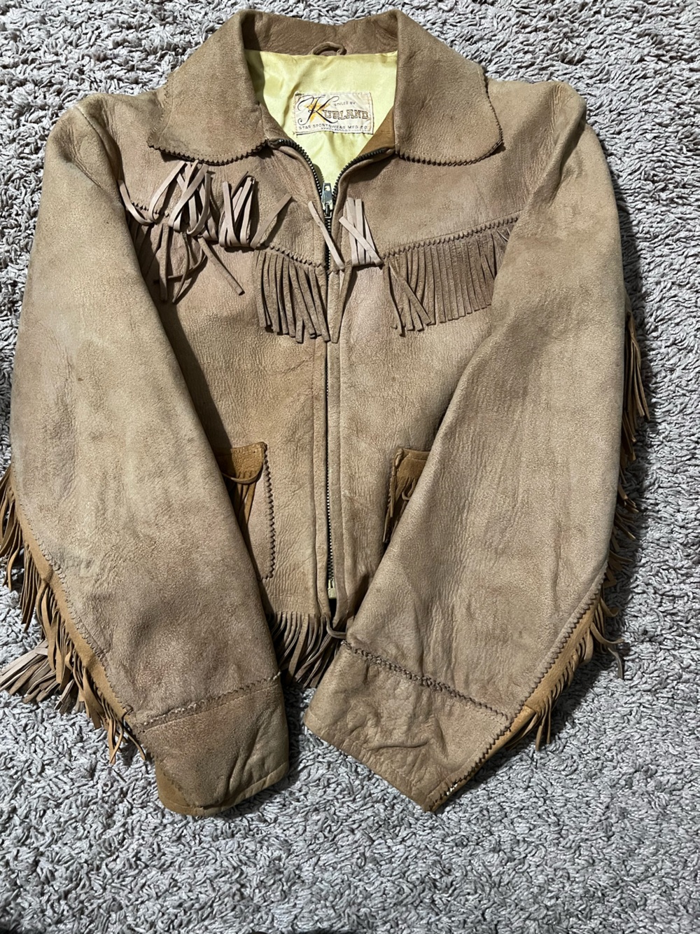 Vintage Kurkand Fringed Suede Jacket - Taupe